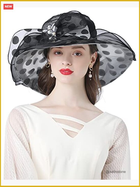 Organza Fascinator Derby Church Hat Wide Brim Sun Hat Tea Party Wedding
